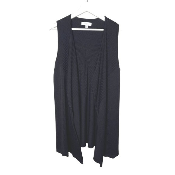 New Directions Cardigan Vest Womens Small Black Knit Sleeveless Sweater - Picture 1 of 11